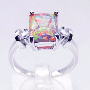 خاتم فضة استرليني عيار 925 بسعر الجملة، مرصع بحجر الأوبال الأزرق المكسيكي، خاتم نسائي أنيق، موديل DR03010684R - Product Image 4