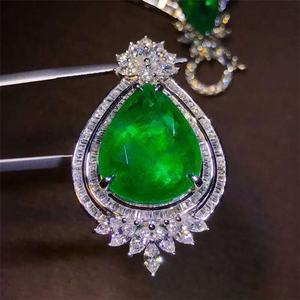 18Kゴールド南アフリカリアルダイヤモンドアフガン11.36 + 2.25ctナチュラルグリーンエメラルドペンダントネックレスクラシックボールリンクウェディングパーティー - Product Image 5