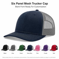 Casquette Trucker personnalisée à six panneaux en maille respirante, visière arrière incurvée, réglable, à fermeture snapback, frontale vierge, style baseball, pour usage extérieur et décontracté
