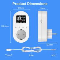 Thermostat WiFi LCD Tuya 16A, thermostat sans fil à brancher, prise électrique, contrôleur de température, commande vocale pour Alexa