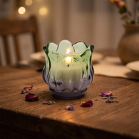 Meistverkaufte Vintage Klare Bernsteinfarbene Tulpenförmige Glas-LED-Kerze für Hochzeits- und Partydekoration