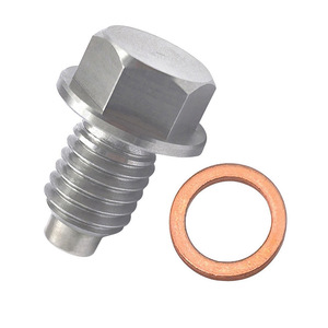 M10*1.5 Stainless Steel Magnetic Oil Drain <b>Plug</b> With Copper Gasket For Engine Oil Pan - Product Image 2