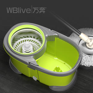 ไม้ถูพื้นแบบหมุน Wblive พร้อมตะกร้าพลาสติกสีเขียว ไมโครไฟเบอร์ ระบบขับเคลื่อนสองชั้น ใช้งานแบบไม่ต้องใช้มือ สำหรับทำความสะอาดพื้นไม้ - Product Image 1