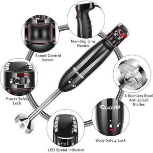 DB ICucina Mélangeur à main à immersion 4-en-1 pour usage domestique Vitesse variable Chauffage à faible bruit Broyage de la glace UK Solaire/Batterie - Product Image 2