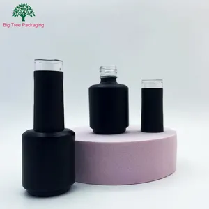 Botol poles kuku Gel UV kaca kosong 10ml 15ml, MOQ kecil murah dengan sikat dan tutup