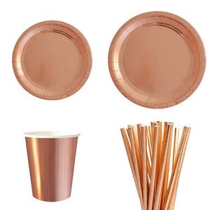 Ensemble de <span class=keywords><strong>vaisselle</strong></span> <span class=keywords><strong>jetable</strong></span> en papier or Rose pour mariage, noël, anniversaire, fête à domicile, <span class=keywords><strong>Kit</strong></span> de <span class=keywords><strong>vaisselle</strong></span> <span class=keywords><strong>jetable</strong></span> pour 24 invités - Product Image 3