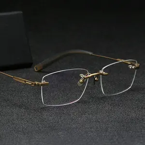 Rimless Glasses Thin And Flexible Men Eyeglass Frameless Gold Titanium Frames Optical Eyewear Computer Glasses Fashion Spectacle