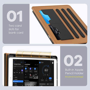 Para Laudtec <span class=keywords><strong>iPad</strong></span> 10th Gen <span class=keywords><strong>10</strong></span>,<span class=keywords><strong>9</strong></span> Pbk327, funda a prueba de golpes, soporte multiángulo, portalápices, bolsillo para tarjetas, Fundas para tabletas de cuero Pu - Product Image 2