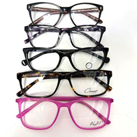 Stock promocional Mix Random $1 Precio barato Precio de descuento de acetato Marco óptico Estampado juvenil Gafas ligeras de borde completo