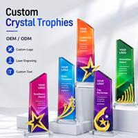 Trofeo de Cristal con Grabado de Letras en Relieve, Colorido, Ecológico y de Estilo Moderno