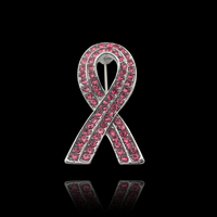 Broche de ruban de sensibilisation au cancer du sein pour femmes Ruban rose rempli de paillettes Épinglette en émail Épingles en métal pour les fêtes