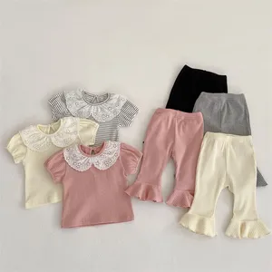 Orean-camiseta y pantalones de algodón acanalados para bebé, conjuntos de ropa de moda para verano, 2023