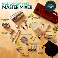 Kit de barman en acier inoxydable 16 pièces, ensemble de shaker à cocktails et à café avec support pour bar à domicile