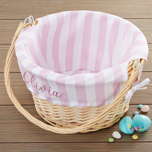 Cesta de Mimbre Tejida para Regalo de Pascua, con Forro de Tela a Rayas y Bordado de Nombre Personalizado al por Mayor - Product Image 3