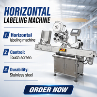 Machine d'étiquetage horizontale automatique pour les boîtes et les emballages en papier, applicateur d'étiquettes adhésives de haute précision