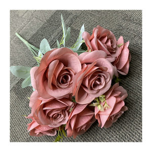 Bouquet de roses artificielles Queyiyi, 9 têtes, roses hollandaises revêtues, blanc et violet, décoration intérieure, arrangement de mariage - Product Image 5