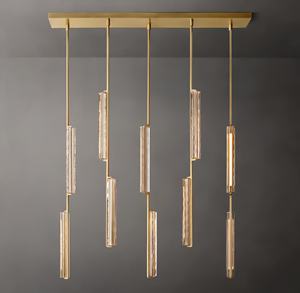 Minimalisme italien, éclairage LED à intensité variable, faisceau à 360°, cristaux K9, gouttes de cuivre verticales, luminaires suspendus, lampes en forme de goutte d'eau, décoration intérieure de luxe - Product Image 1