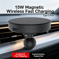 Chargeur sans fil magnétique 15W avec support à boule de 17 mm en alliage d'aluminium pour bras à double prise de taille B