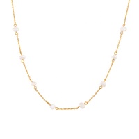 Nouvelle conception, collier et bracelet en acier inoxydable plaqué or, imperméables, avec perles baroques d'eau douce, ensemble de bijoux pour femmes