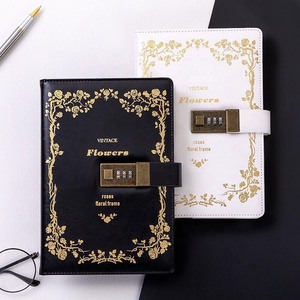 Bán nhà máy trực tiếp A5 B6 Bìa Cứng PU da máy tính xách tay Nhật ký với khóa kỹ thuật số mật khẩu cho sinh viên - Product Image 2