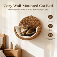 Lit pour chat en bambou tissé, fixé au mur, rembourré de coton, lavable, hamac pour chat, meubles confortables pour chat