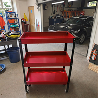 Chariot de rangement métallique à trois niveaux grande capacité, personnalisable, compatible OEM