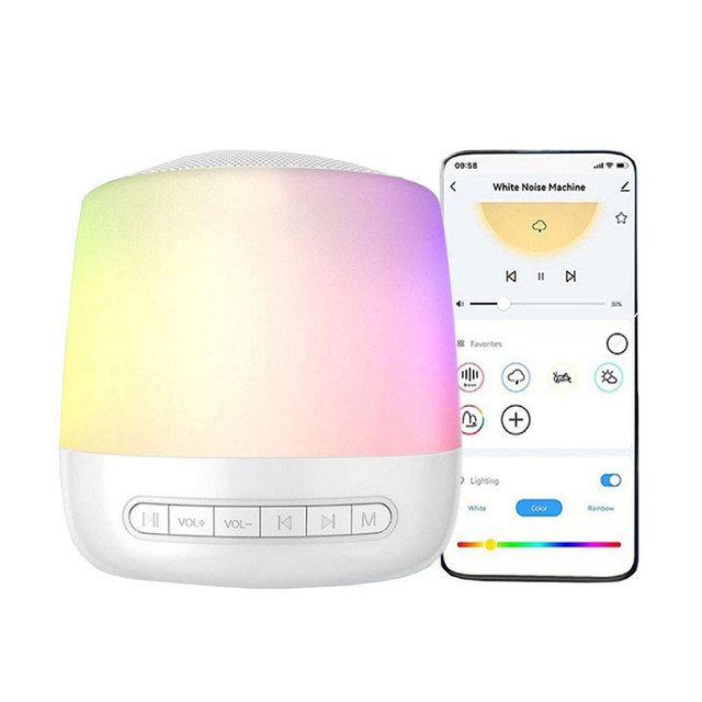 Portable New Baby Sleep Soother APP 34 Sounds Smart White Noise Sound Machine for Babies Kids Night Light for Google for Alexa