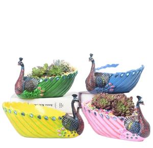 <span class=keywords><strong>Macetas</strong></span> de Cerámica Blanca Pintadas a Mano con Diseño de Pavo Real para Jardín y Hogar con Logotipo Personalizado - Product Image 5