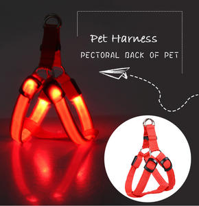 맞춤형 도매 노풀 펫 세이프 이지 워크 라이트 소형 네오프렌 LED 강아지 하네스 - Product Image 3