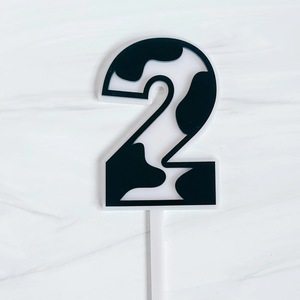 ท็อปเปอร์เค้กลายวัวน่ารัก รูปทรงเลข 3 ทำจากอะคริลิค สำหรับตกแต่งงานวันเกิดเด็กแรกเกิด - Product Image 2