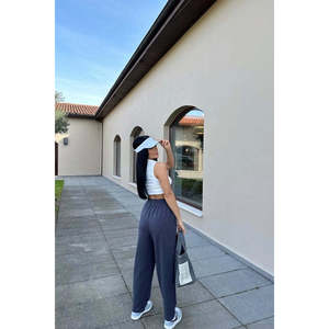 Pantalon cargo décontracté pour femme, style ample et respirant, avec taille élastique et cordon de serrage, idéal pour l'automne, couleur délavée - Product Image 1