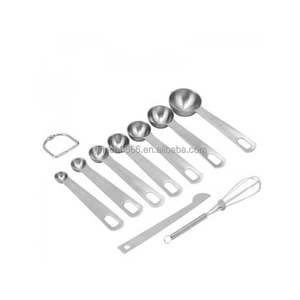 2026 OEM 9-teiliges Edelstahl-Messlöffel-Set zum Kochen und Backen, Gewürzmesslöffel, Metall-Küchenmesslöffel, Eierschläger - Product Image 2