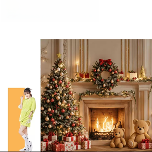 Sfondo Natalizio con Albero e Regali in Legno, Molto Richiesto in USA e UK, per <span class=keywords><strong>Fotografia</strong></span> di Famiglia e Studio - Product Image 6