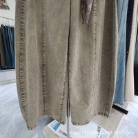 Nouvelle collection automne 2026 – Jean rétro Y2K gris délavé pour femme, coupe ample, jambe large, longueur ras du sol, décontracté et chic pour le quotidien