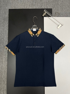 เสื้อเชิ้ตผู้ชายคุณภาพสูงสำหรับฤดูร้อน ทรงเข้ารูป ผ้าฝ้ายทอ 100% แห้งเร็ว สไตล์วินเทจ ติดกระดุม ลำลอง สีพื้น แต่งริบบิ้น <span class=keywords><strong>Burberry</strong></span> ชิค แขนสั้น - Product Image 4