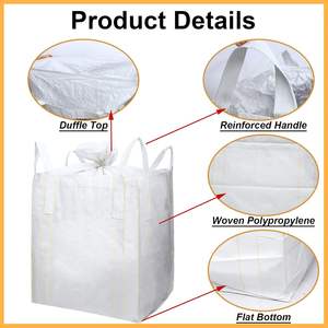 Bolsas a granel FIBC de PP de 1 tonelada, de polipropileno tejido, de alta resistencia, con fondo plano, cierre tipo Duffle, doble correa de estivado, capacidad personalizable - Product Image 4