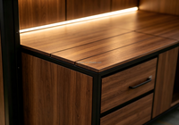 Îlot de cuisine extérieur moderne, modulaire, personnalisable, écologique, ignifuge, carré, laqué, avec barbecue au gaz et hotte aspirante