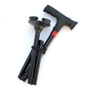 Bastón plegable de aleación de aluminio con luces, puntas de goma antideslizantes para personas mayores, bastón de senderismo portátil y plegable - Product Image 1