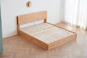 F8013 Простая Современная двухспальная кровать из массива дуба, дизайн мебели с коробкой, двуспальная и двуспальная кровать для хранения - Product Image 4