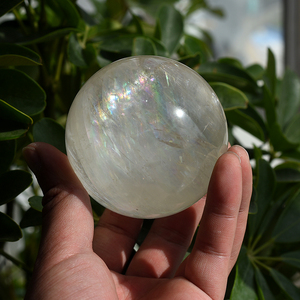 Sfera di <span class=keywords><strong>Calcite</strong></span> Arancione Naturale, Bellissima Sfera di Spar Islandese Lucidata, Cristallo Arcobaleno, Pietre Curative per Decorazione - Product Image 3