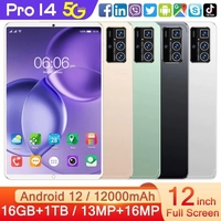 Tablet Android Popular de 12.9 Pulgadas con Doble SIM, Marca Personalizada OEM, 16 GB + 1 TB, Uso Educativo, Llamadas Telefónicas y Soporte para PC