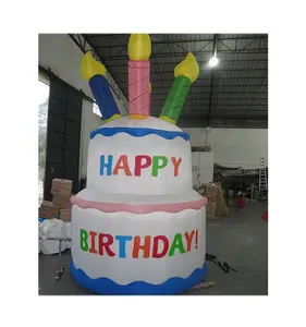 Hot selling Customized 2m High Giant Inflatable Birthday Cake For Birthday Party Decoration