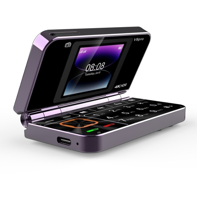 V8 Pro Dual 1.8inch LCD Screen Button Design Feature Mobile Phone Fold Phone