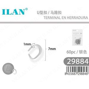 Terminale con fibbia tipo ILAN U da 7 mm color argento per la creazione di gioielli, 60 pezzi - Product Image 3