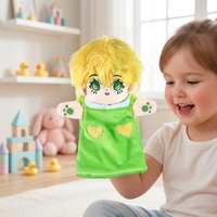 Marionnette en peluche anime personnalisée, adorable poupée en tenue verte pour l'interaction parent-enfant et cadeau pour enfants