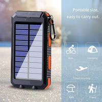 Batterie au lithium polymère 20000 mAh à alimentation solaire, double USB, support étanche, entrée CC Type C, charge sécurisée