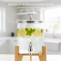 Distributeur OEM en gros avec robinet, carafe portable en verre pour fêtes et maison, pour vin, boissons, sodas, jus de fruits, ustensiles de bar élégants