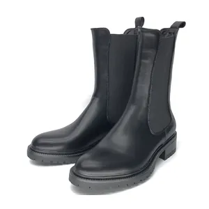 Botas de tornozelo preto liso, botas femininas de inverno