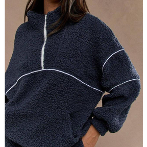 ชุดเซ็ตแฟชั่นลำลองสำหรับผู้หญิง เสื้อฮู้ดแขนยาว + กางเกงคาร์โกเอวสูง ชุดสองชิ้นสำหรับฤดูใบไม้ร่วงและฤดูหนาว ผ้าเชอร์ปา - Product Image 6