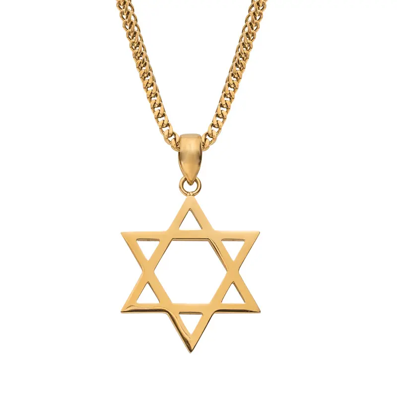 Wholesale Fashion Classic Hip Hop Man Jewelry Star of David Men Stainless Steel Pendant Necklace